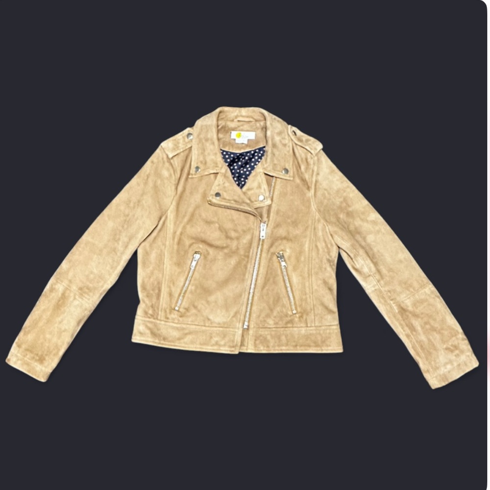 Boden Tan Suede Moto Jacket Sz 8 Like New! π§₯β¨ - Picture 12 of 12